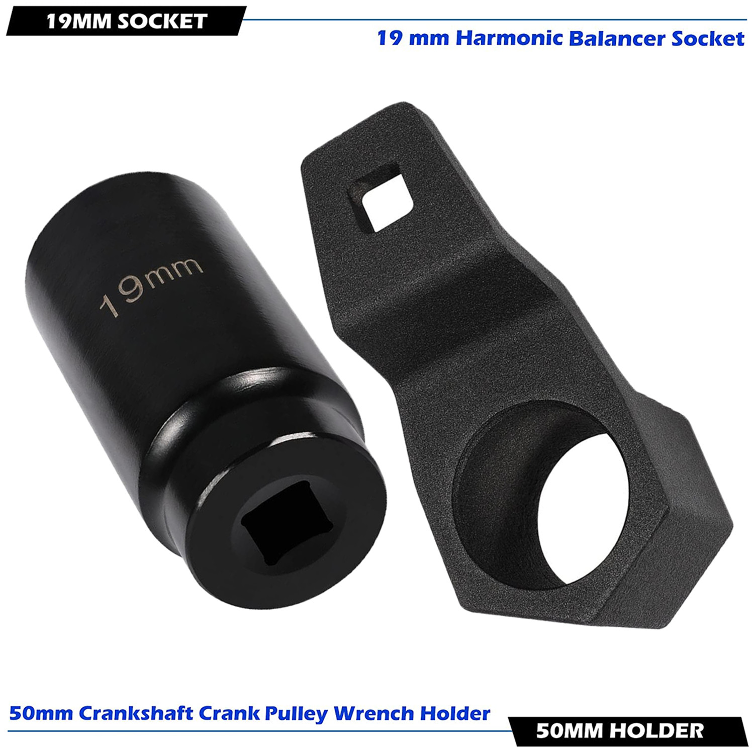19mm Harmonic Balancer Socket & 50mm Crank Pulley Wrench Tool for Honda Acura
