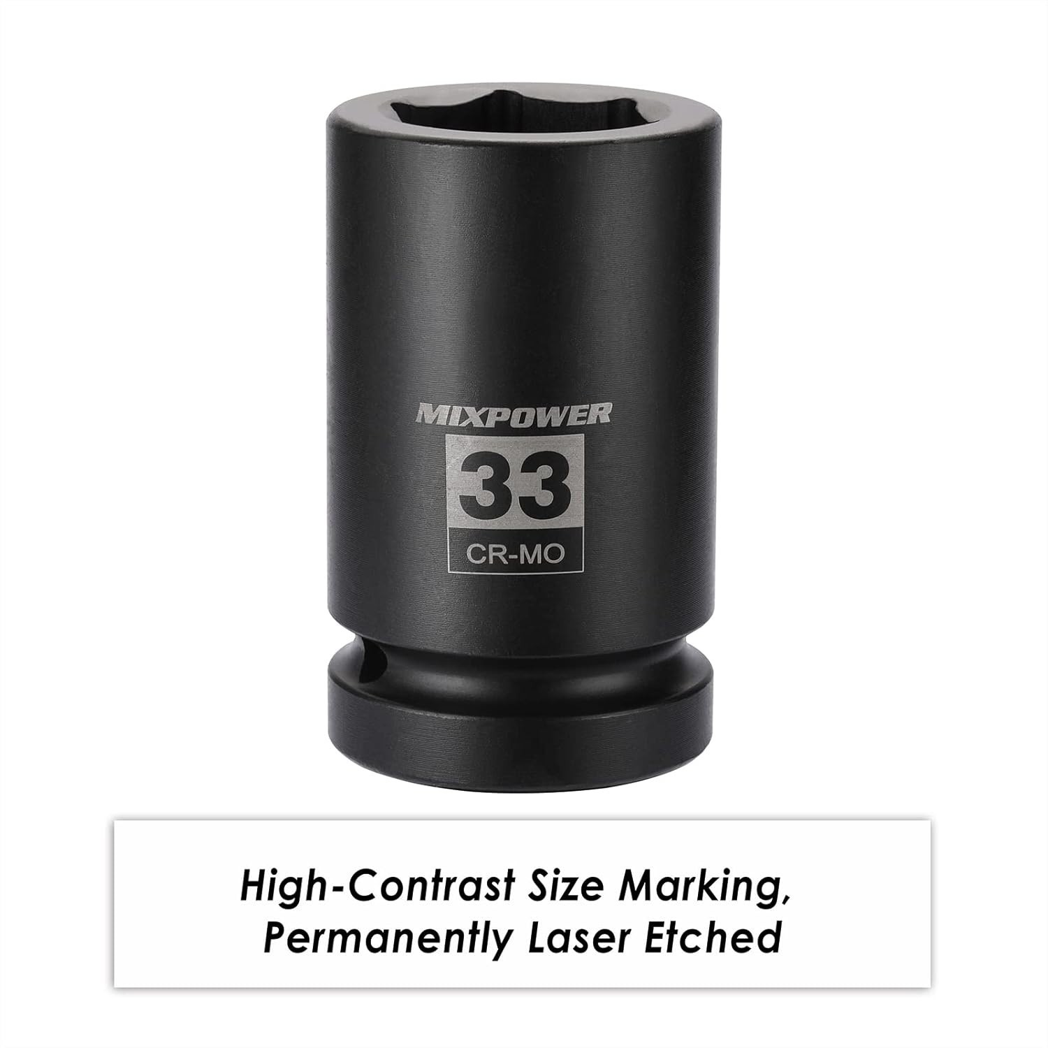 2 Pieces 1 Inch Drive Deep Impact Socket, CR-MO, 33mm (2 Pieces)