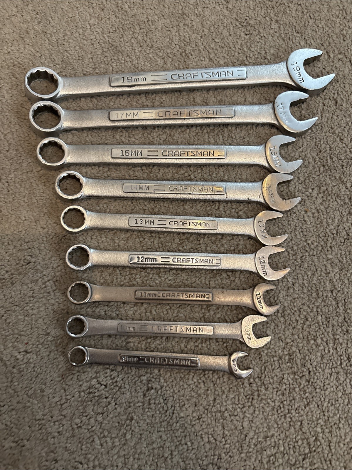 Vintage Craftsman 9pc. Metric Combination Wrench Set 9mm-19mm. NO 18mm Or 16mm