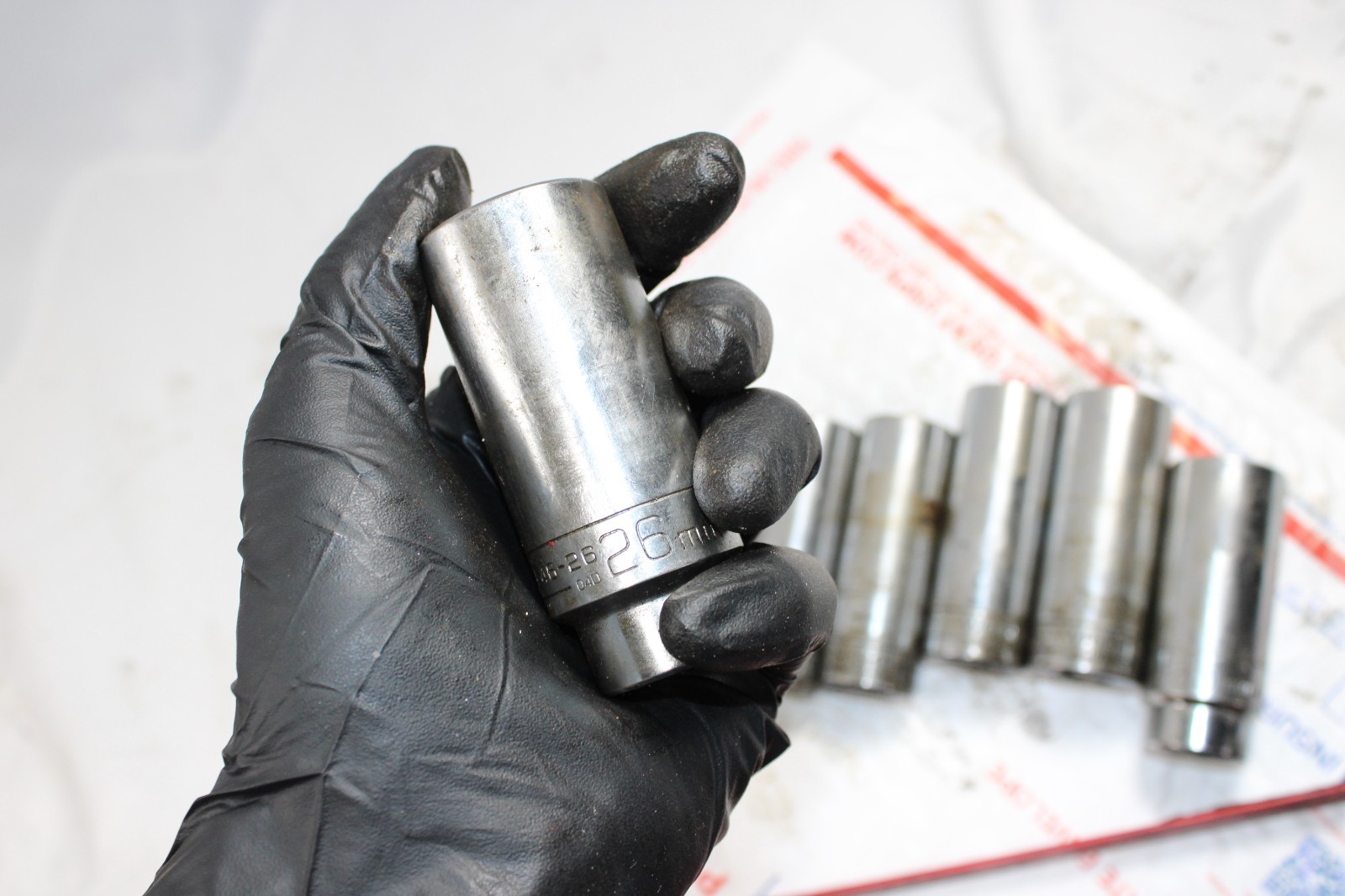 VINTAGE WRIGHT TOOL 3/8” Dr METRIC DEEP 9pc SOCKET SET 17mm – 26mm With carrier