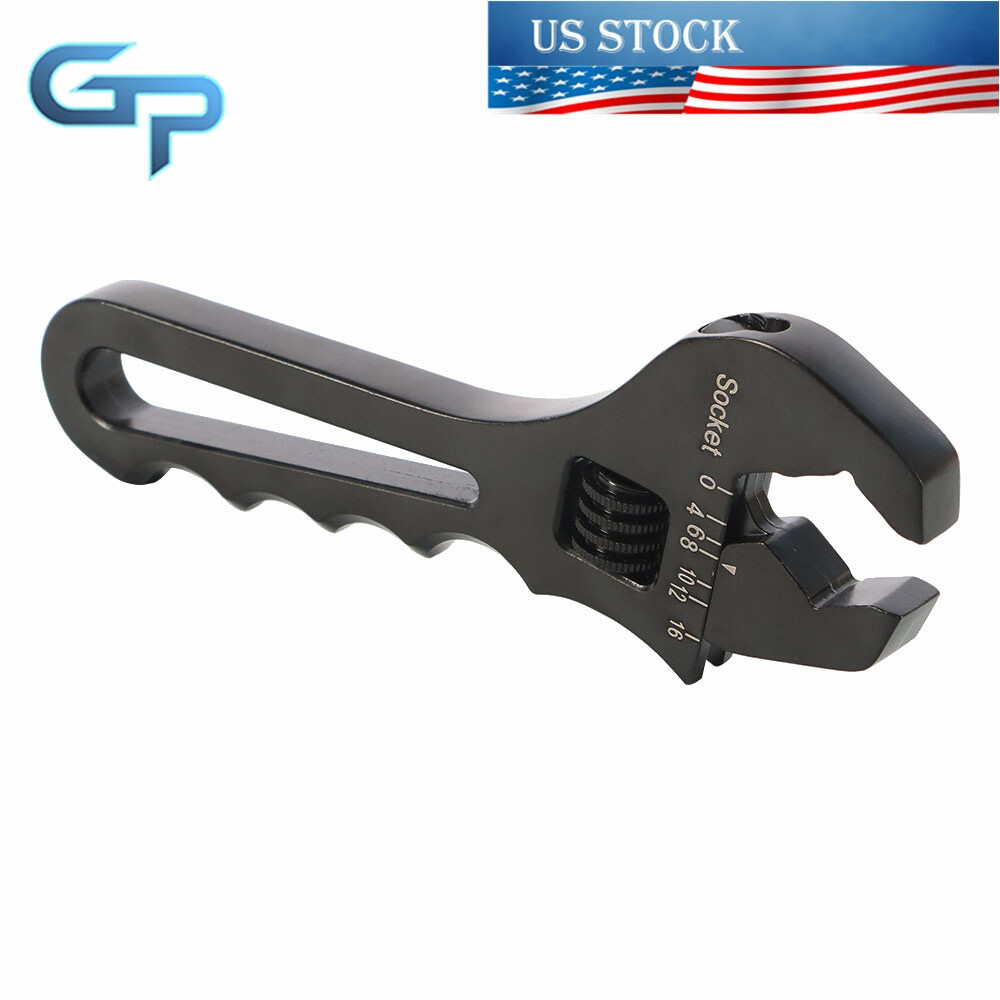Black Adjustable Wrench Aluminum Tool Spanner for Hose End Fitting 3AN-16AN