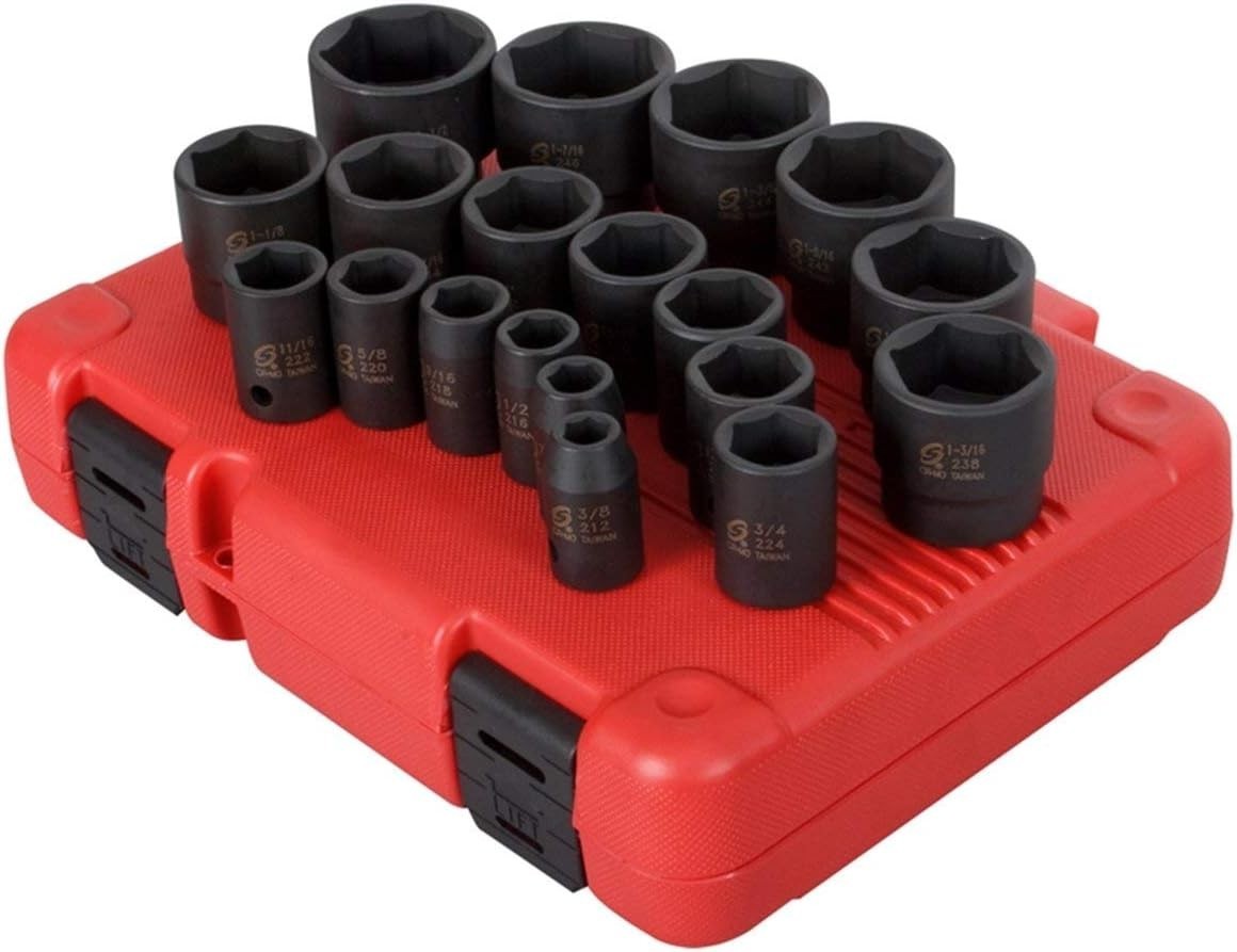 Sunex 2640 19-Piece 1/2″ Drive Impact Socket Set SAE Cr-Mo Steel Heavy Duty Case