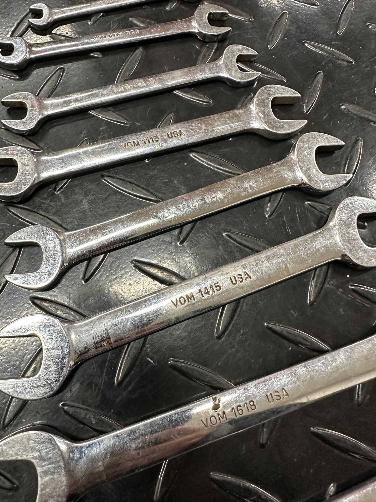 Snap-On Metric Double Open End Wrench Set 8pc 6mm-19mm VOM Underline 1980s