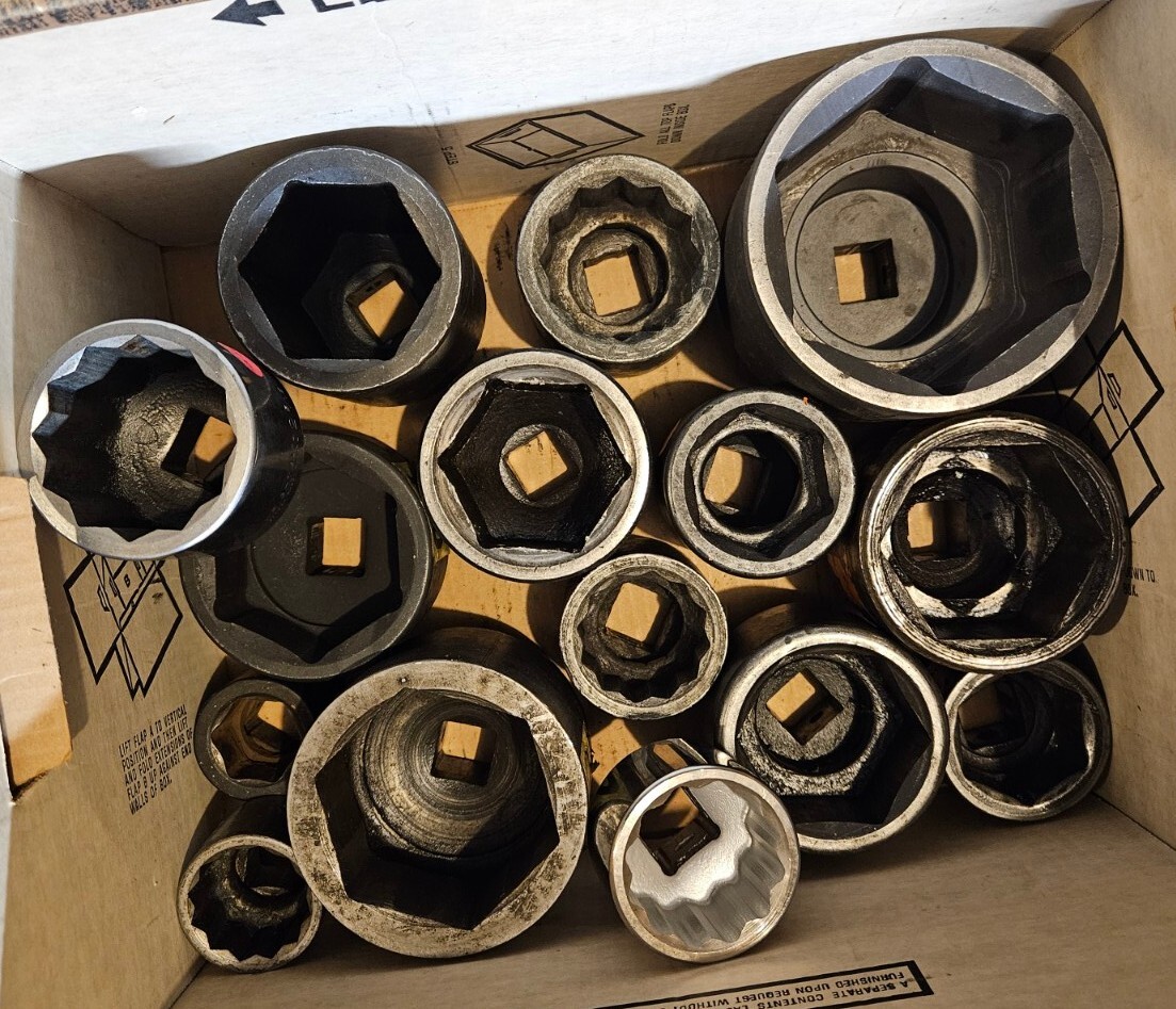 Various Large SAE Impact 6 Point 1” Drive Sockets – Wright, Proto 1-5/16″ to 4″