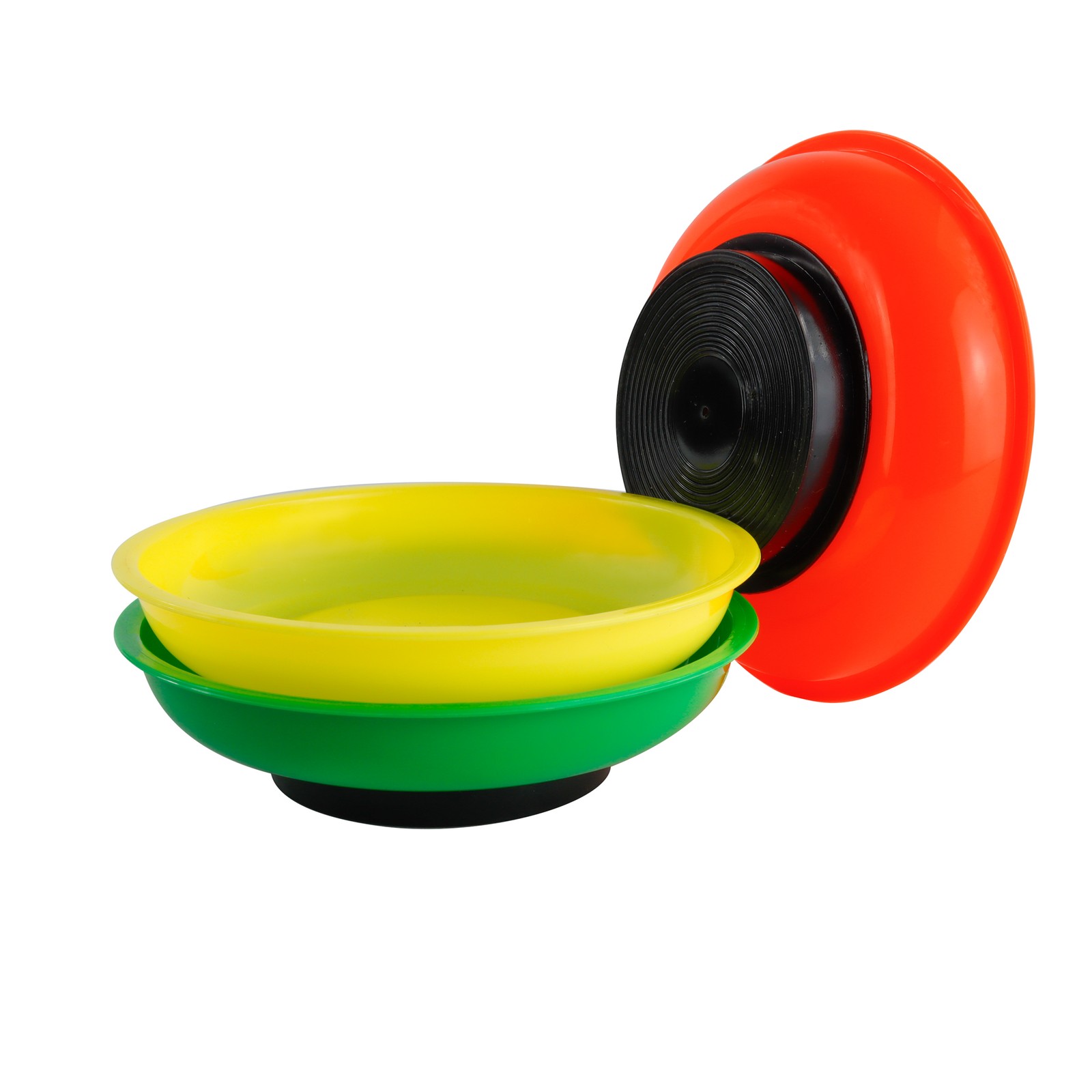 3x Magnetic Round Dish Tray Hi Viz Sturdy Base For Pins Nails Screws Nuts Bolts