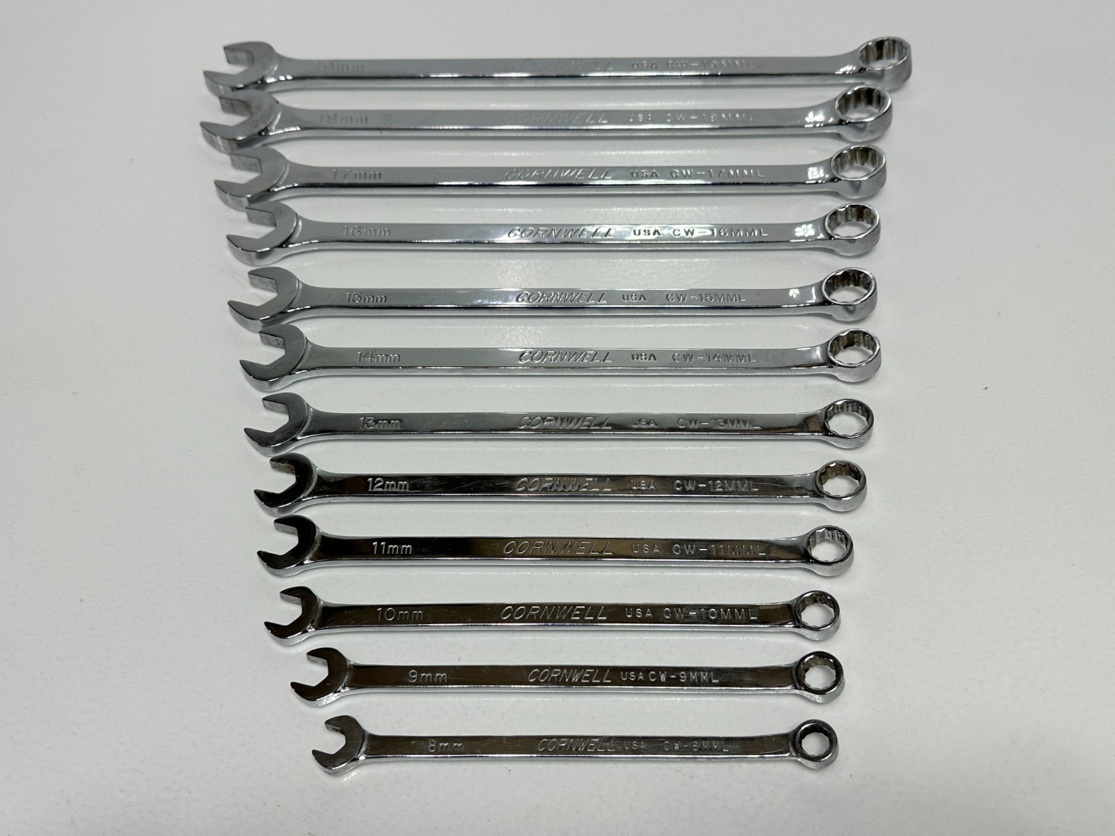 Cornwell USA WCM112LST 12pc Metric 8-19mm Extra Long Combination Wrench Set VTG