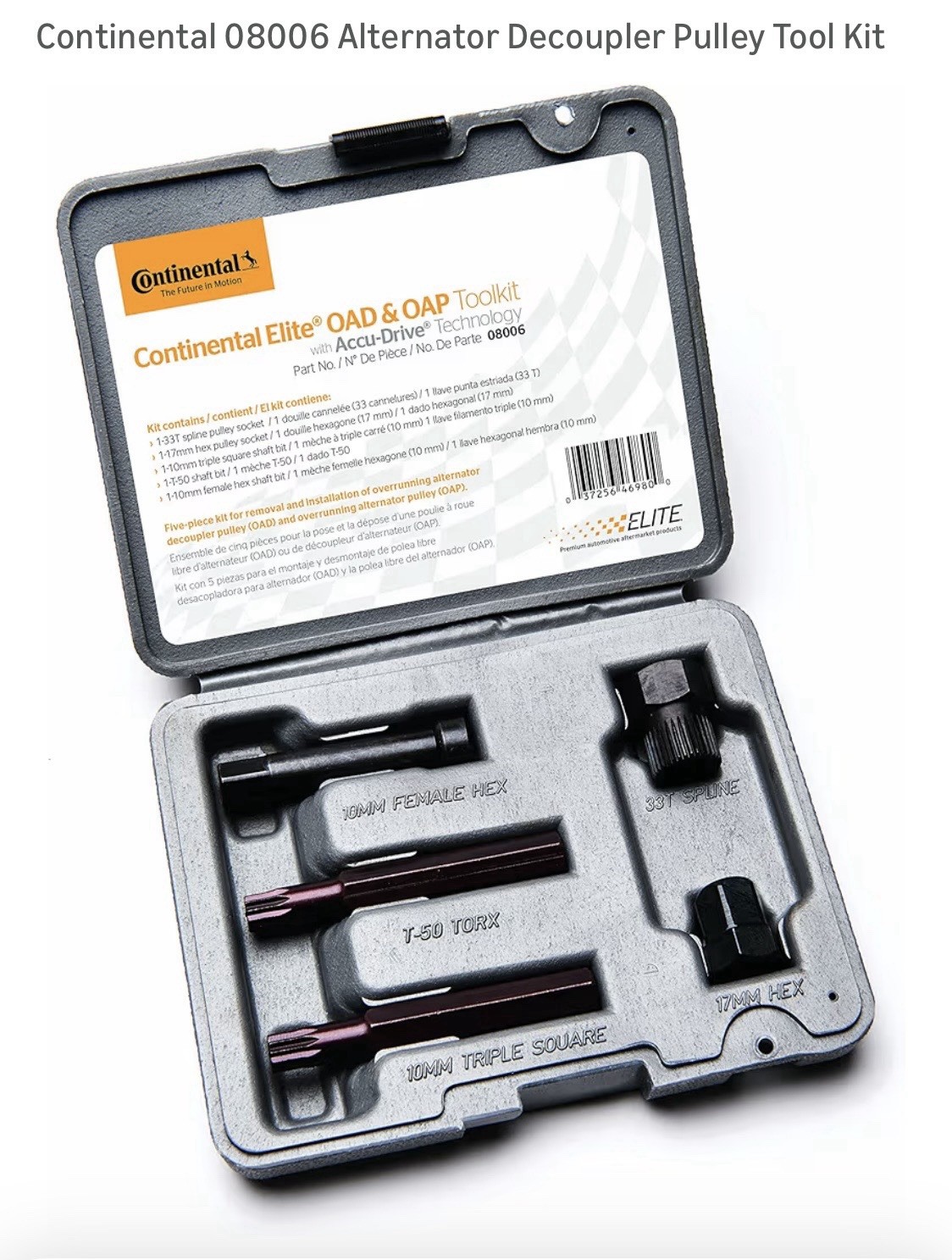 Continental 08006 Alternator Decoupler Pulley Tool Kit (OAD & OAP) Brand NEW !