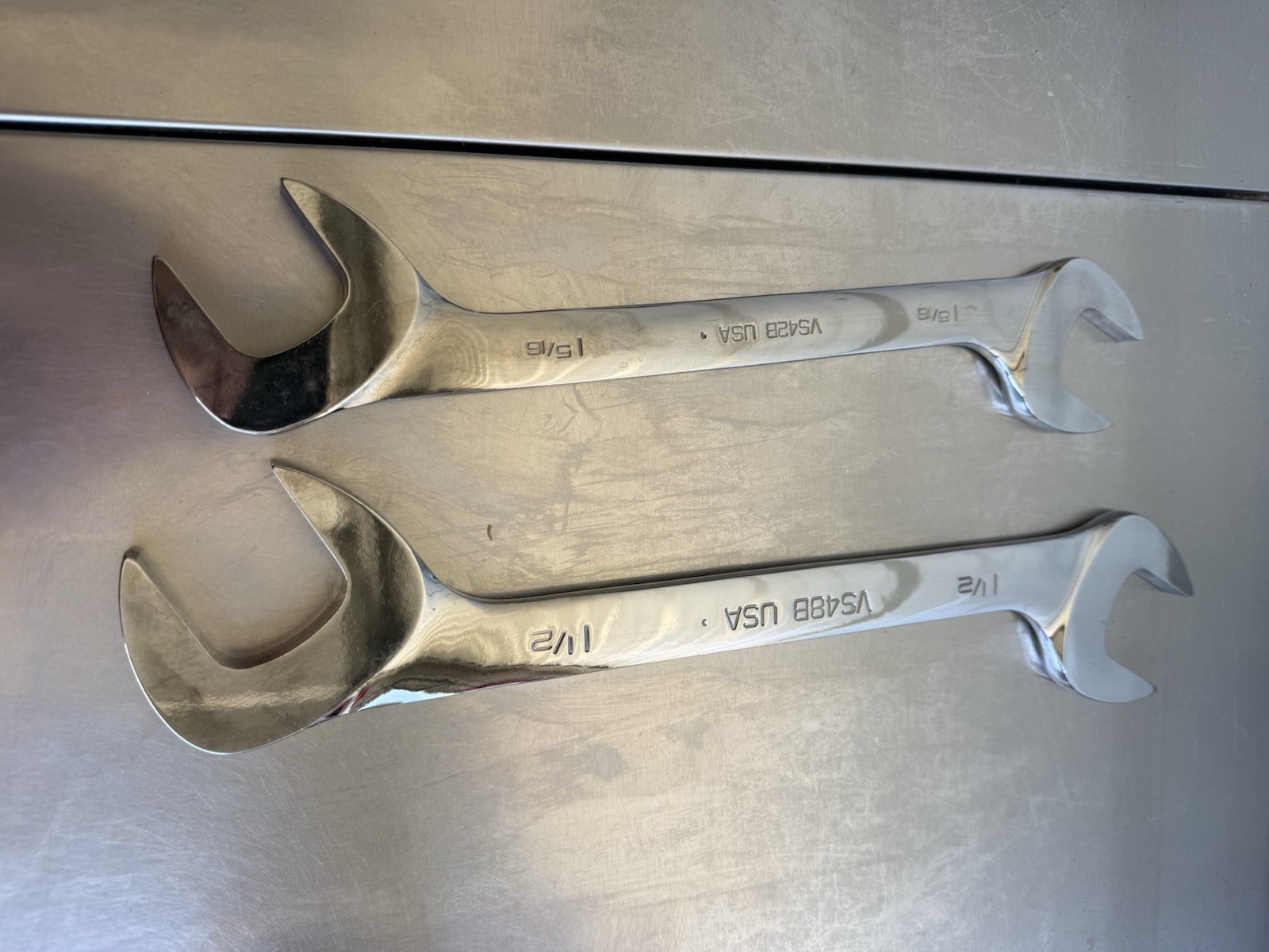Snap-On Tools USA 2 SAE 4-Way Open-End Angle Wrench Set VS42B And VS48B Used