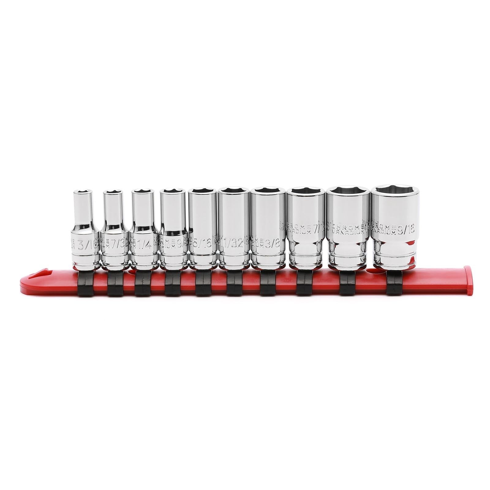 10PCS 1/4″ Drive Mid-Length Socket Set, SAE 3/16″ to 9/16″, Chrome Finish