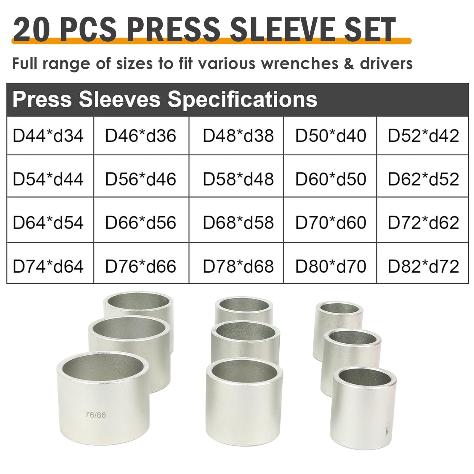 28PCS ProfessionalPress & Pull Sleeve Kit for Removing Bearings Bushes Seals