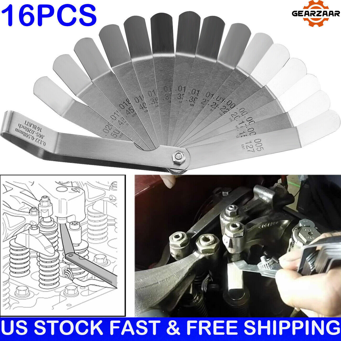 16xTapered Feeler Gauge Set Valve Clearance Checker UTV ATV Motorcycle Zmvizvfwf