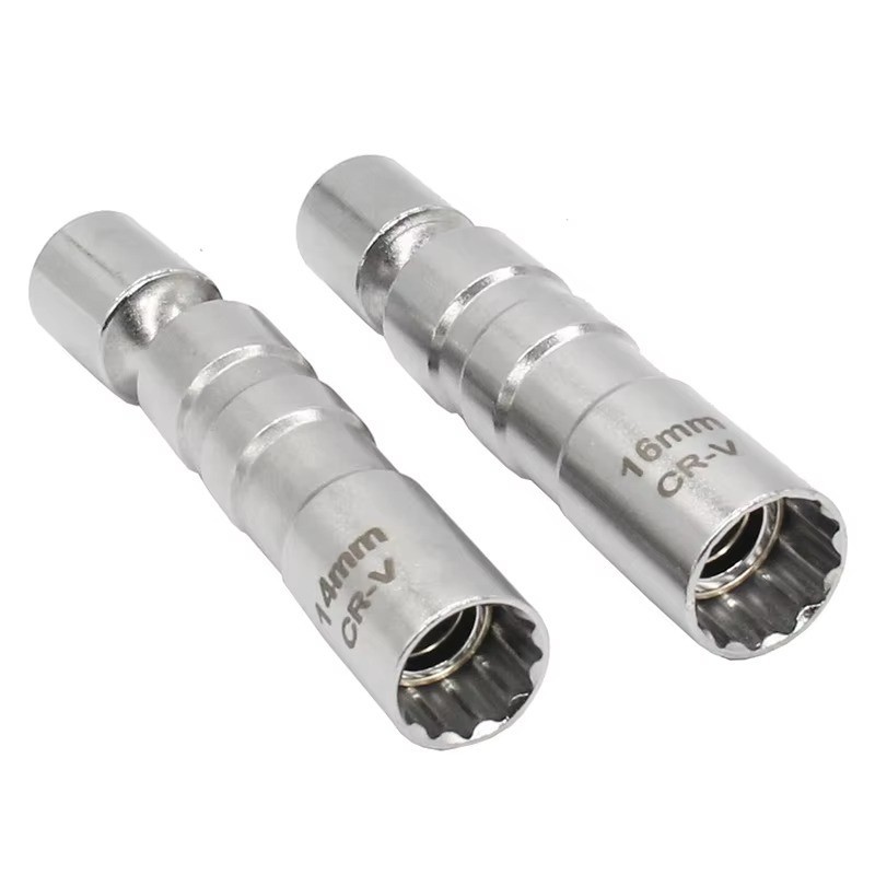 14mm & 16mm Thin Wall Magnetic Swivel Spark Plug Socket 12-Point Removal Tool