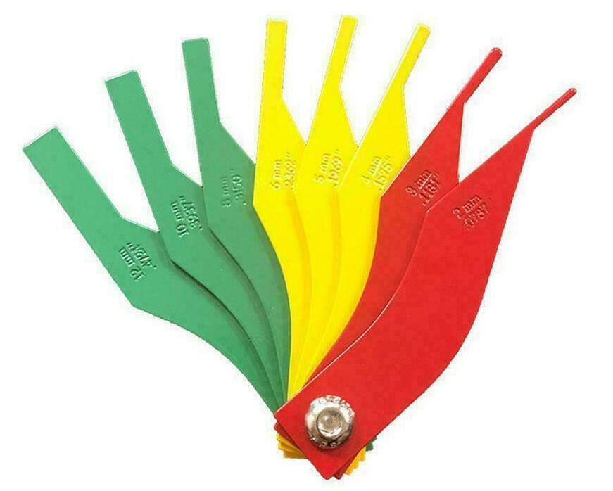 Automotive Brake Pad Lining Thickness Feeler Gauge; 8 in 1 tool.