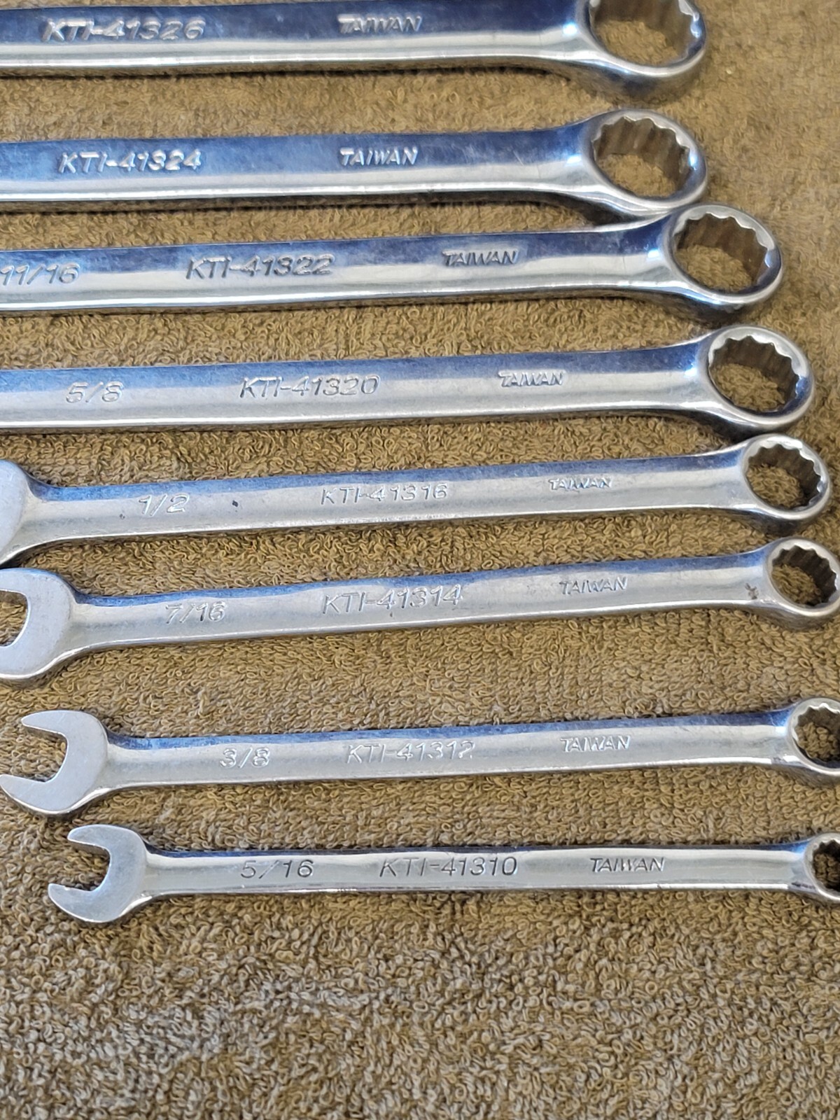 K Tool KTI Sae Combination Wrench Set 1″ 15/16 7/8 13/16 3/4 11/16 1/2 3/8 5/16
