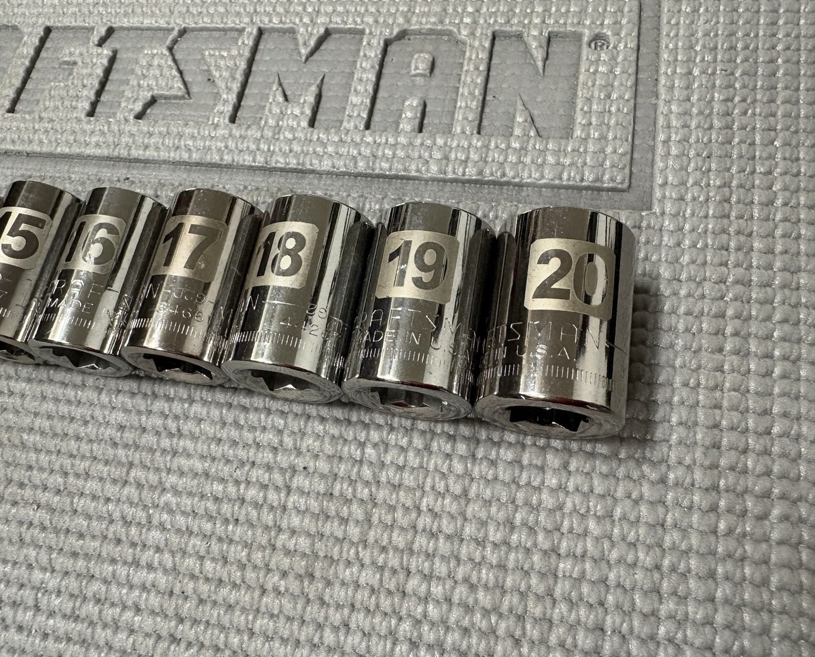 Sears Craftsman USA 12pc 1/2” Drive Metric Easy Read Sockets 9-20 Dual Mark G2D