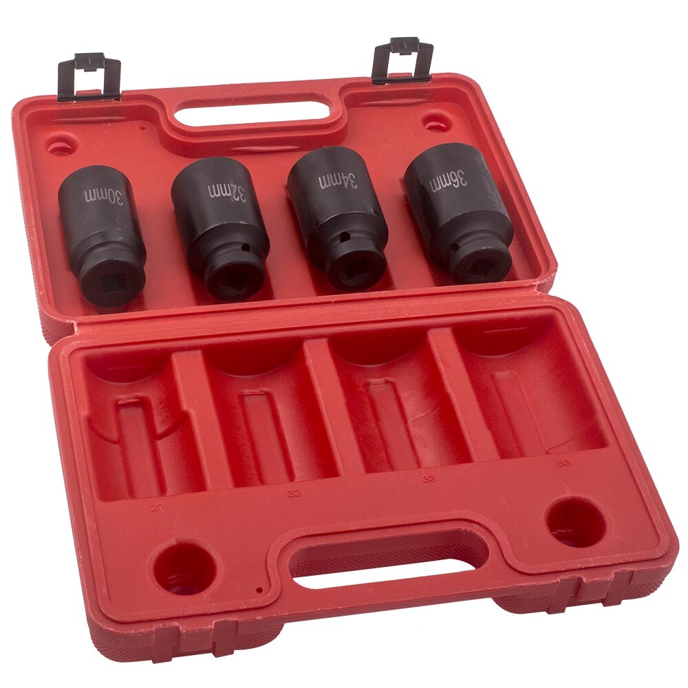 4x 12 Point 1/2″ Drive Spindle Axle Nut Socket Set 30mm 32mm 34mm 36mm