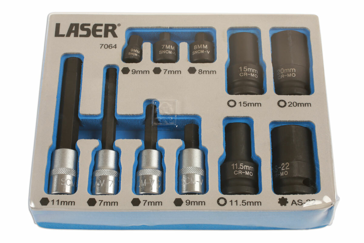 Laser 7064 11 Piece German Vehicle Brake Caliper Socket & Bit Set