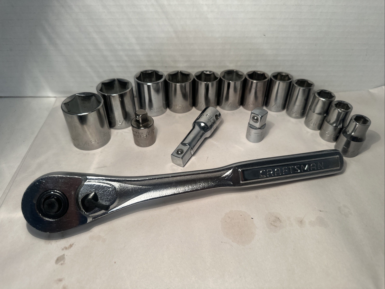 CRAFTSMAN 16 piece 1/2” Drive SAE 6 Point Sockets 7/16 – 1-1/8 + Rachet & 3 More