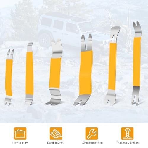 11PCS Trim Removal Tool Kit – Metal & Nylon Pry Tools for Car Door, Dashboard, A