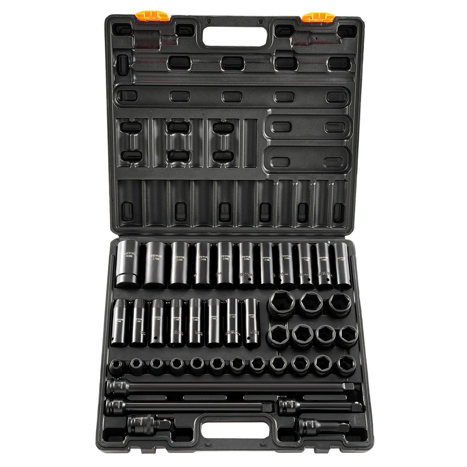 Impact Socket Set 1/2 In 43 Piece Impact Sockets, Standard Socket Assortment