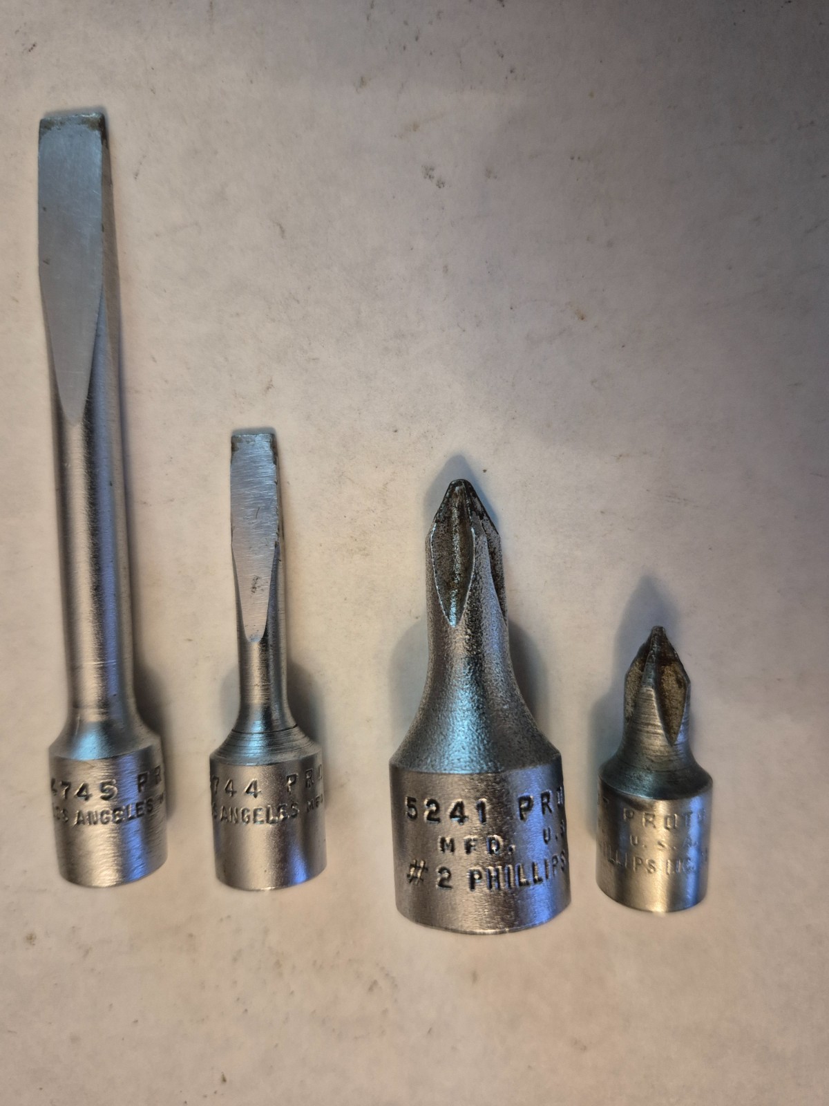 Proto Flat Tip & Phillips Sockets, 4 Pieces USA