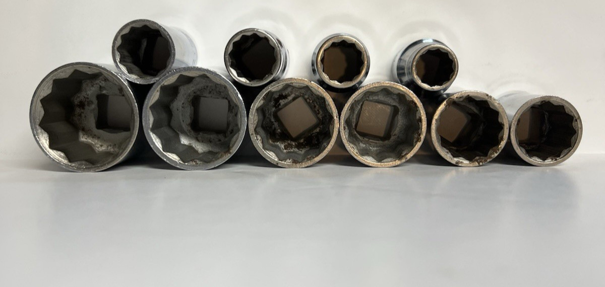 Craftsman Lot Of 10 Shallow Sockets 1/2” Drive 12pt, 7/16″ to 1-1/8″ =V= USA