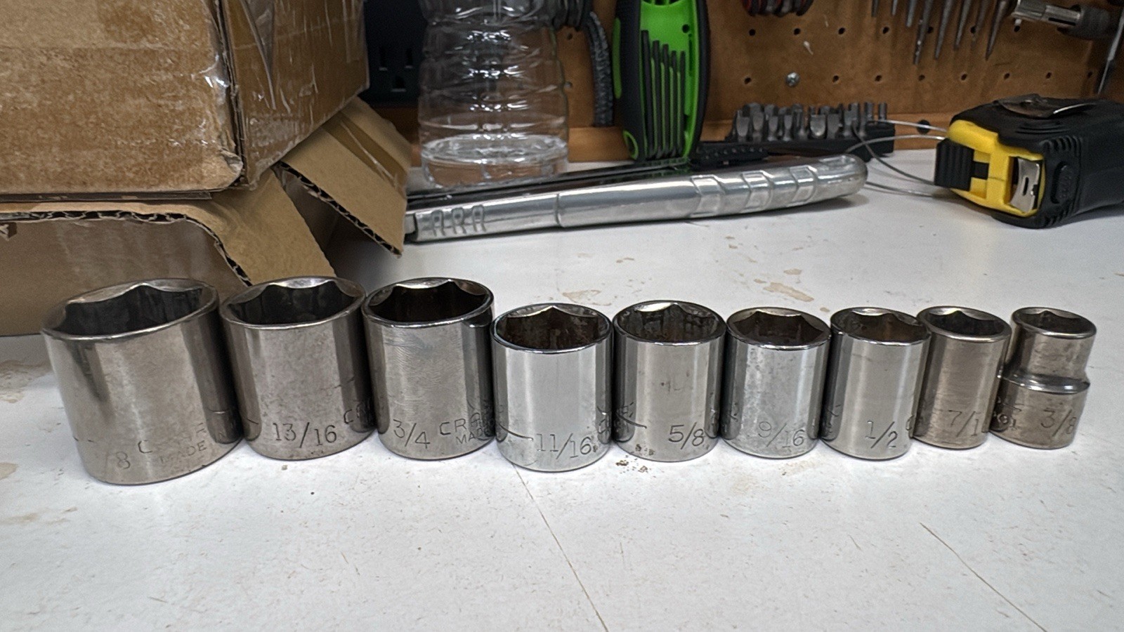 Craftsman 18Pc. Metric/SAE 6 Point Socket Set 9mm-17mm 3/8-7/8” 3/8” Drive USA