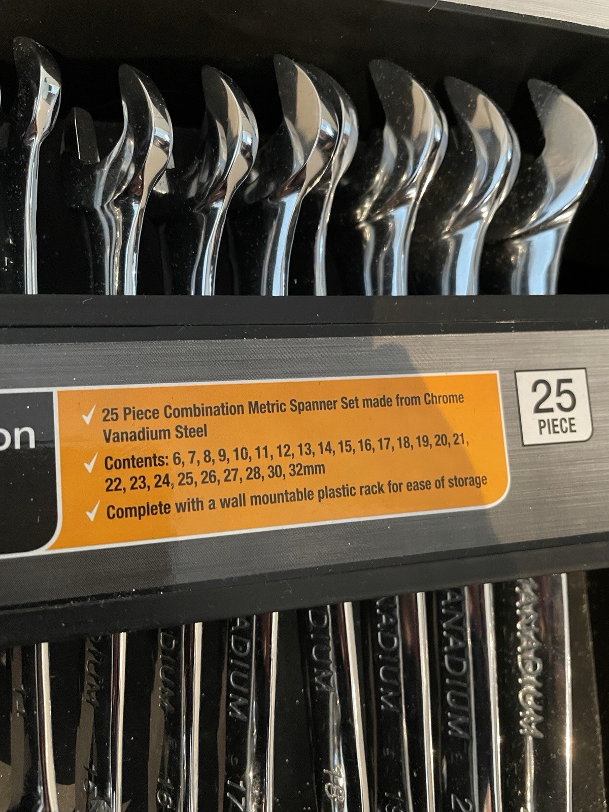 Halfords 25 Piece Metric Combination Spanner Set Chrome Vanadium Steel Brand-New