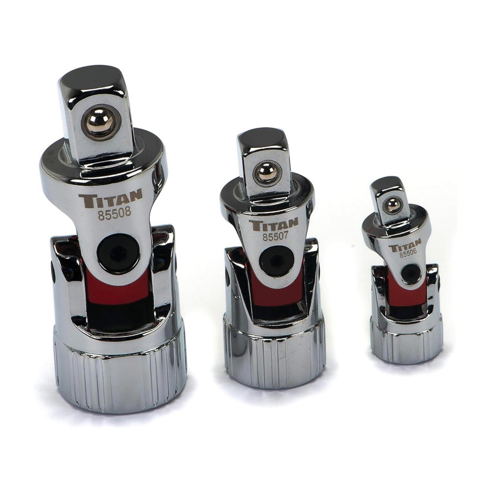 Titan 85505 3pc Spring Loaded Universal Joint Standard Socket Set