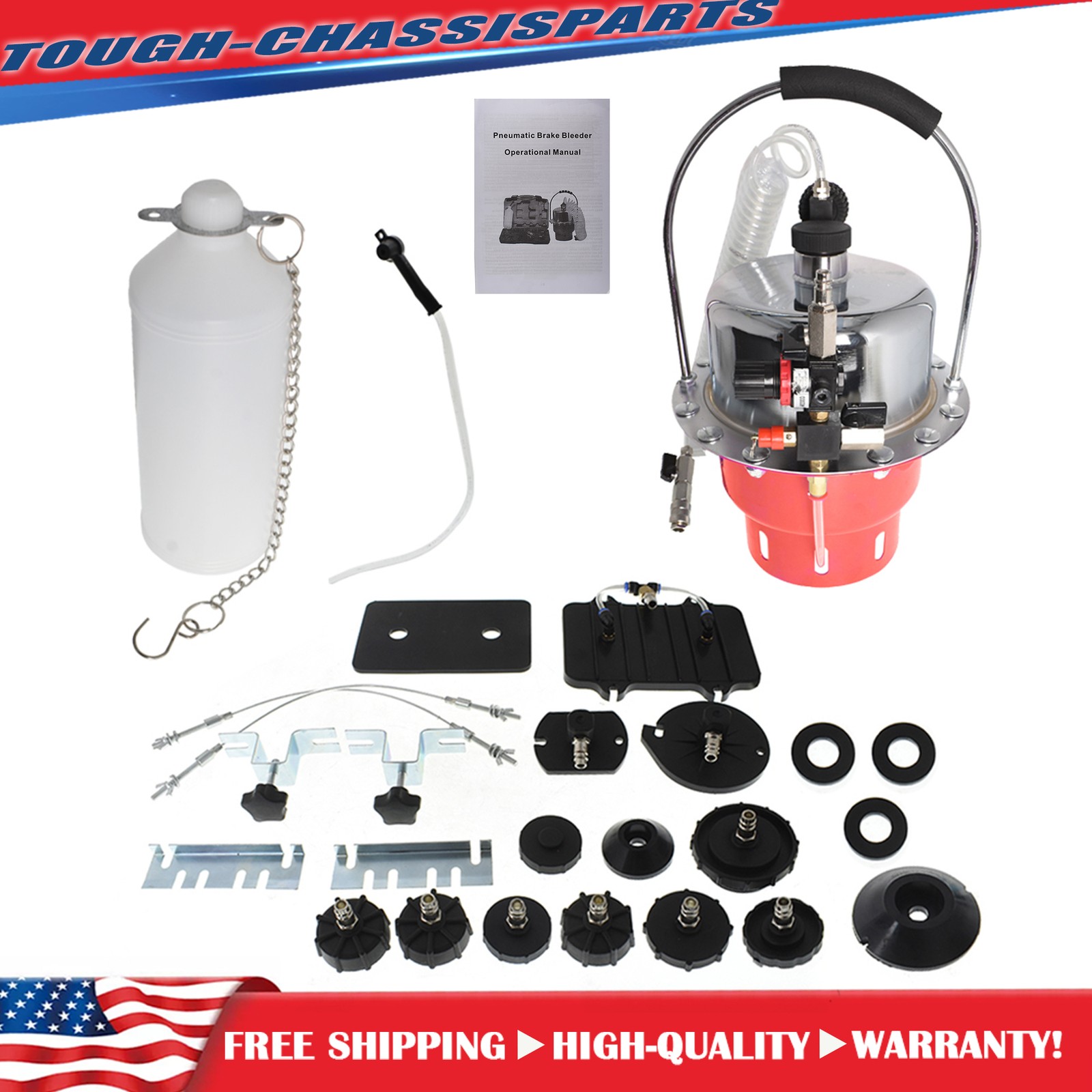 Portable Pneumatic Air Pressure Kit Brake & Clutch Bleeder Valve System Tool Set