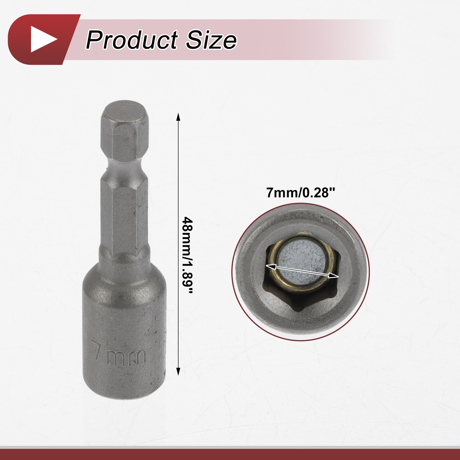 Universal Impact Socket 7mm 6 Point 48mm CR-V Silver Tone 1 Pc