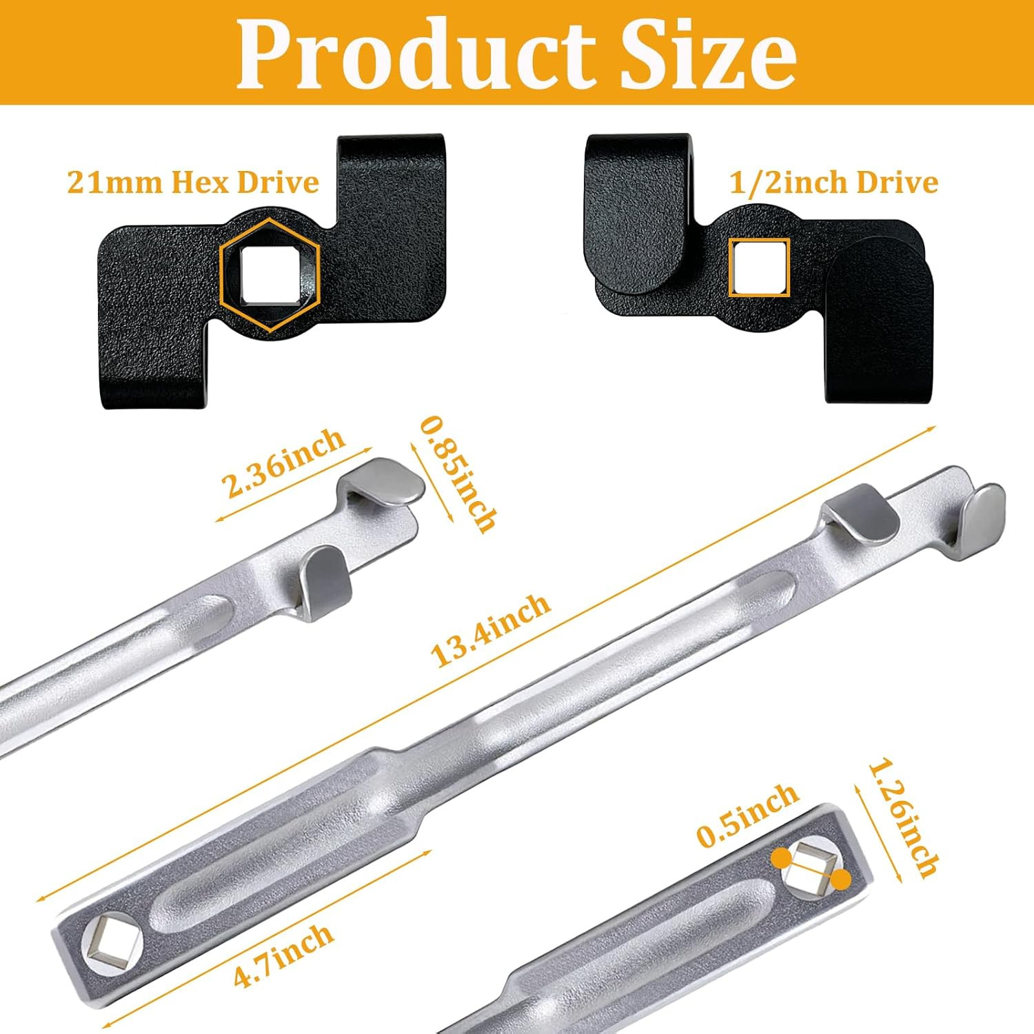 Wrench Extender Tool Bar, Universal Extension Silver/Black