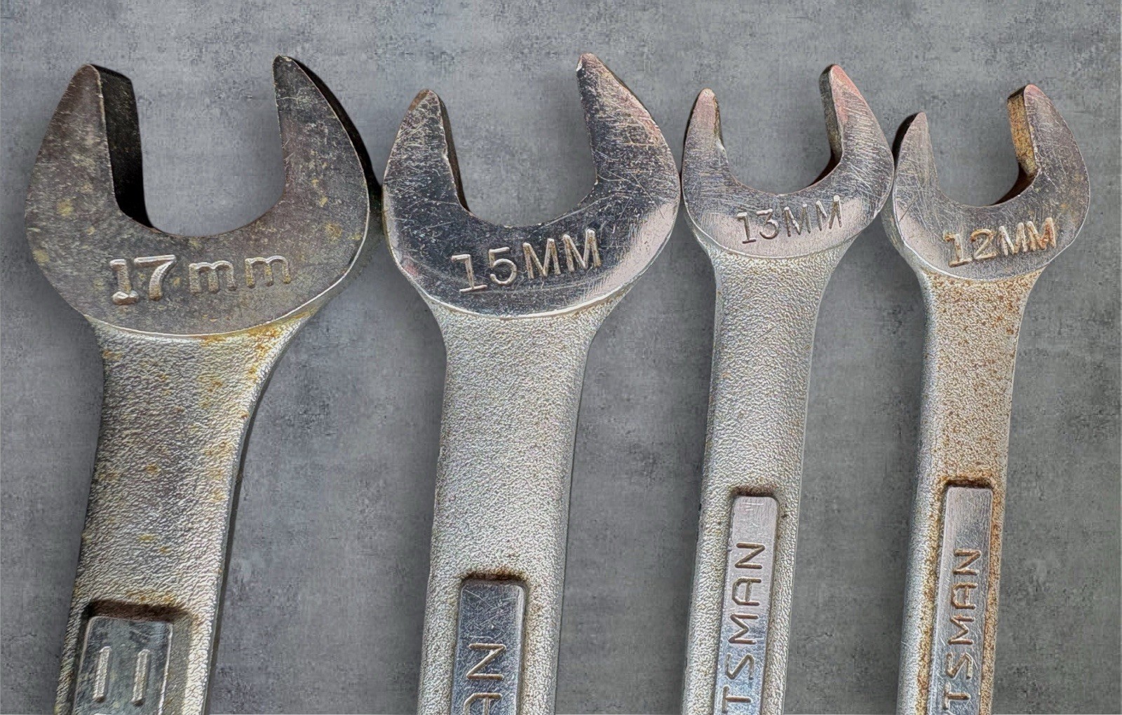 Vintage Craftsman USA Wrench Lot Metric 12mm-17mm Raised Panel Estate Find RUSTY