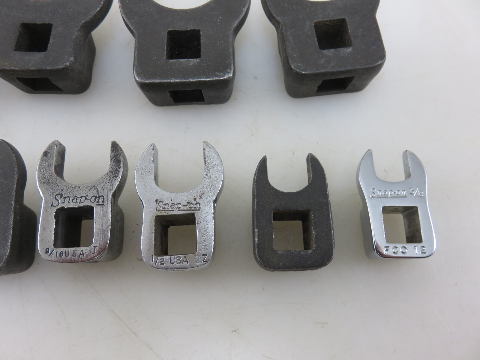 Snap-On Mixed Set Crowfoot Wrench Set 12pc Set 3/8″Dr. 3/8″-1-1/8″ Vintage USA