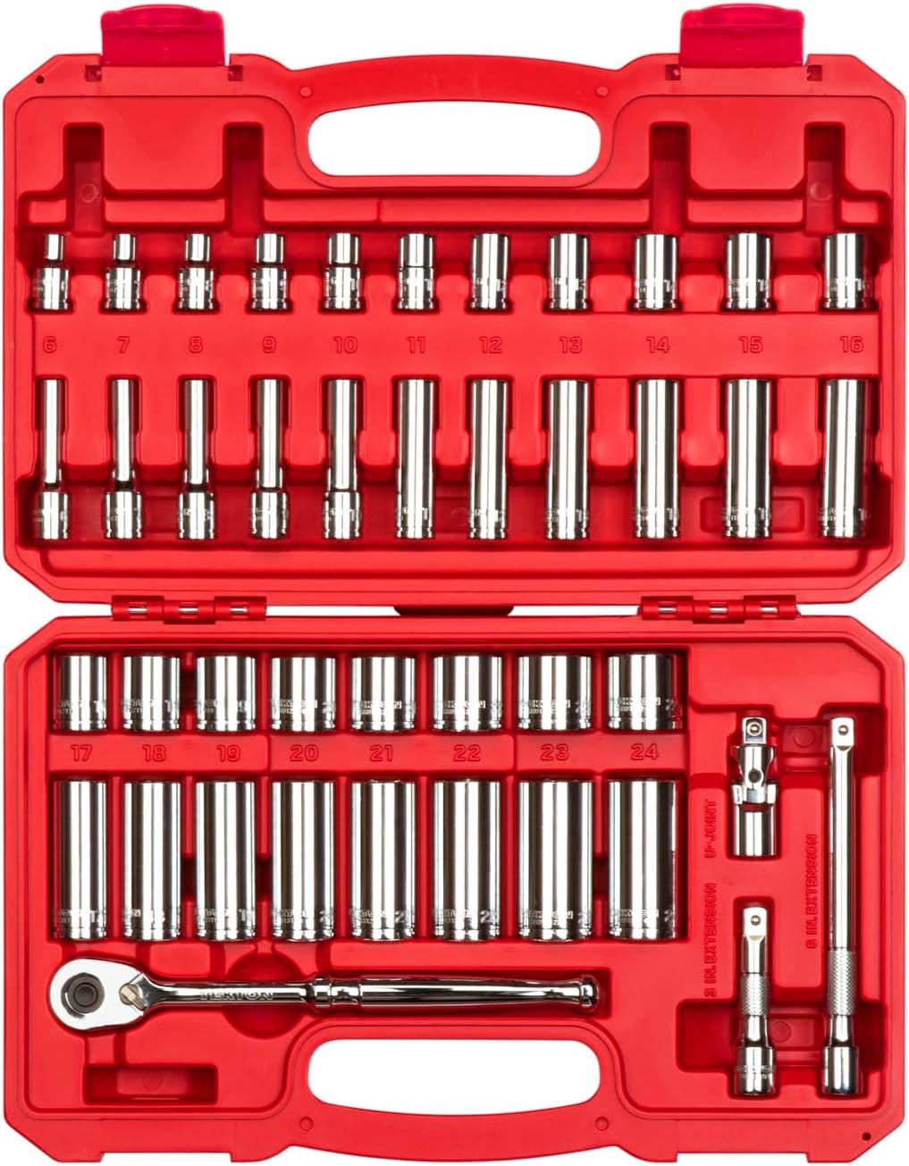 TEKTON 3/8 Inch Drive 6-Point Socket and Ratchet Set, 42-Piece (6-24 mm)