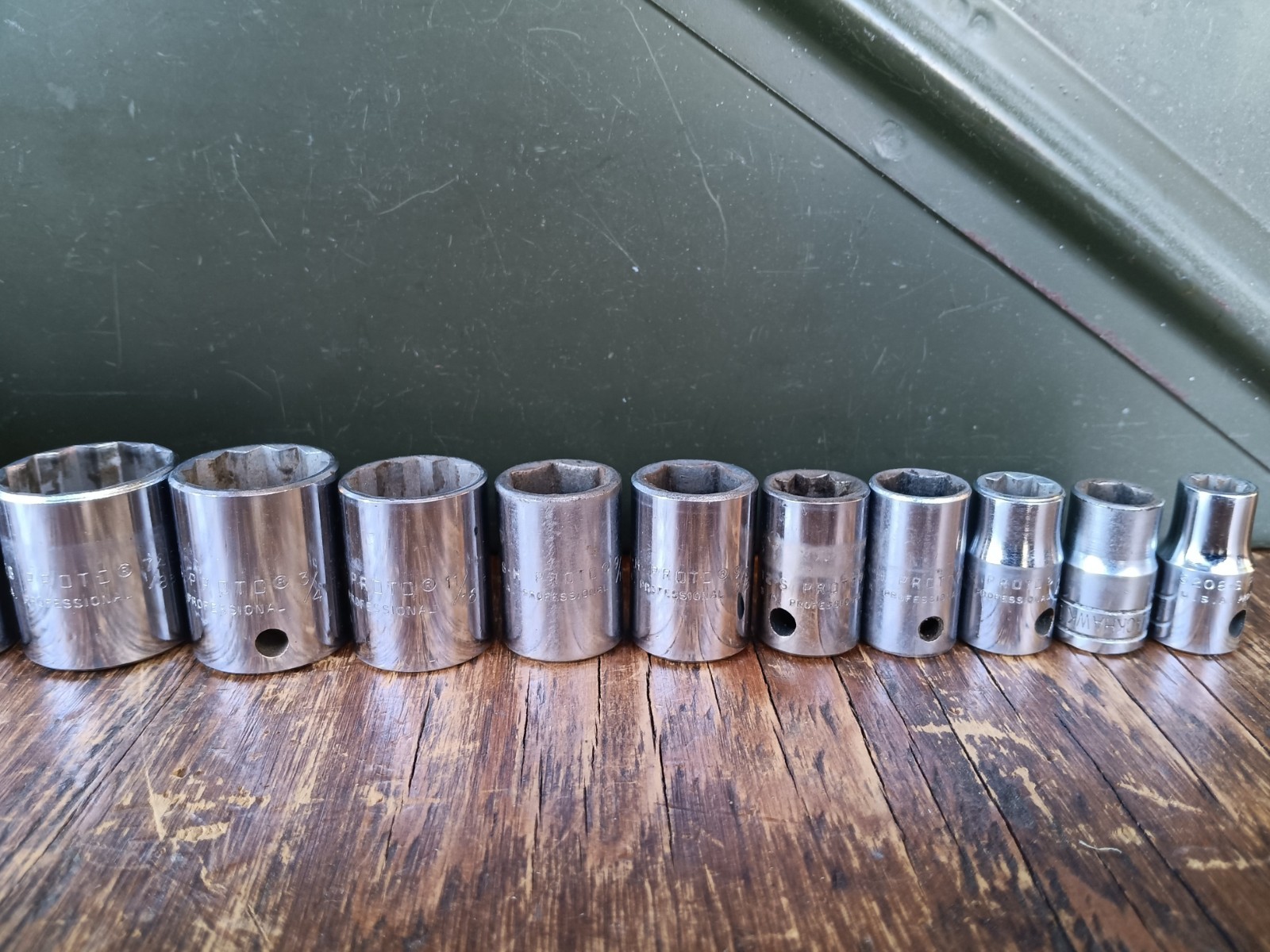 Proto Socket Set 3/8″ Drive ~ SAE Shallow & Deep 1/4″ thru 13/16″ ~ Lot 16 Tools