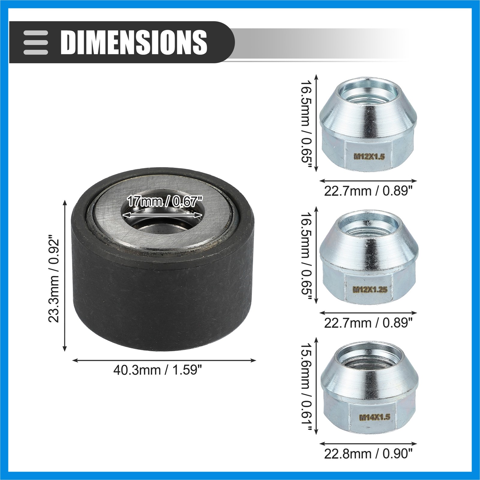 Wheel Stud Installer Tire Studding Tool W/ Hex Wheel Lug Nuts Silver Tone