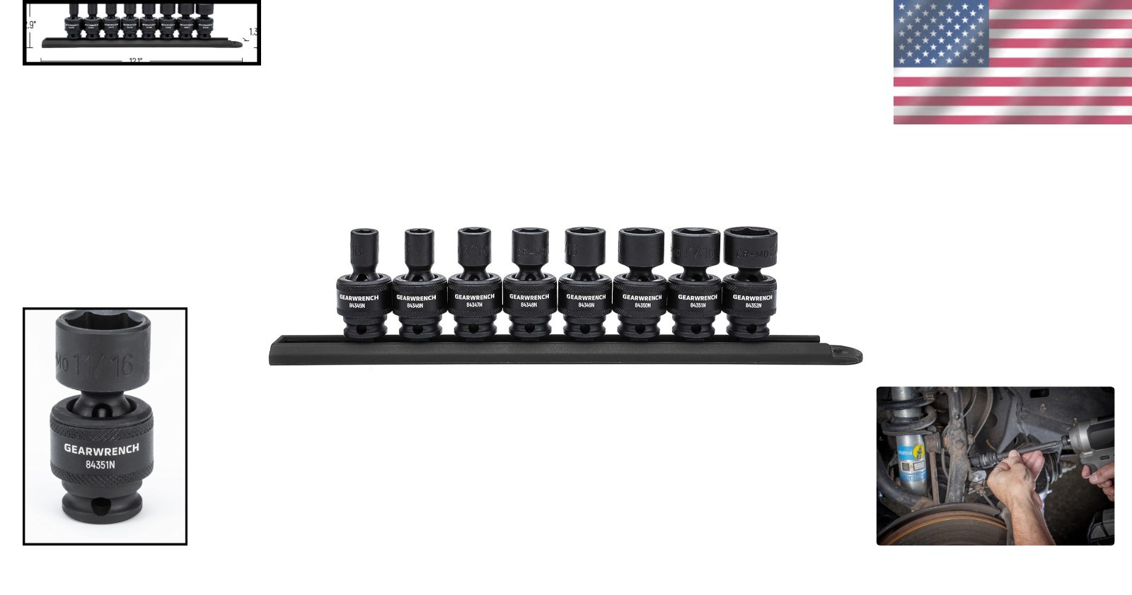 Durable 8-Piece 3/8″ Drive Impact Socket Set with Manganese Phosphate Finish