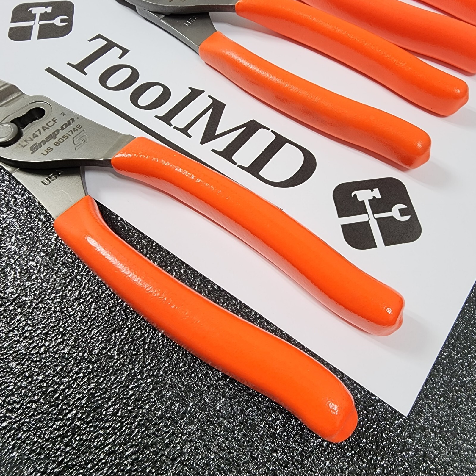 Snap-on Tools USA NEW STYLE ORANGE 3pc Soft Grip Plier Lot Set PL347ACF LN47ACF