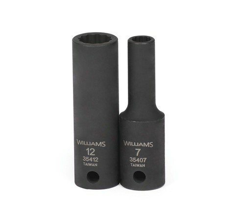 3/8″ Drive Deep Impact Sockets,12 Point, Metric,Black Industrial Finish,Williams