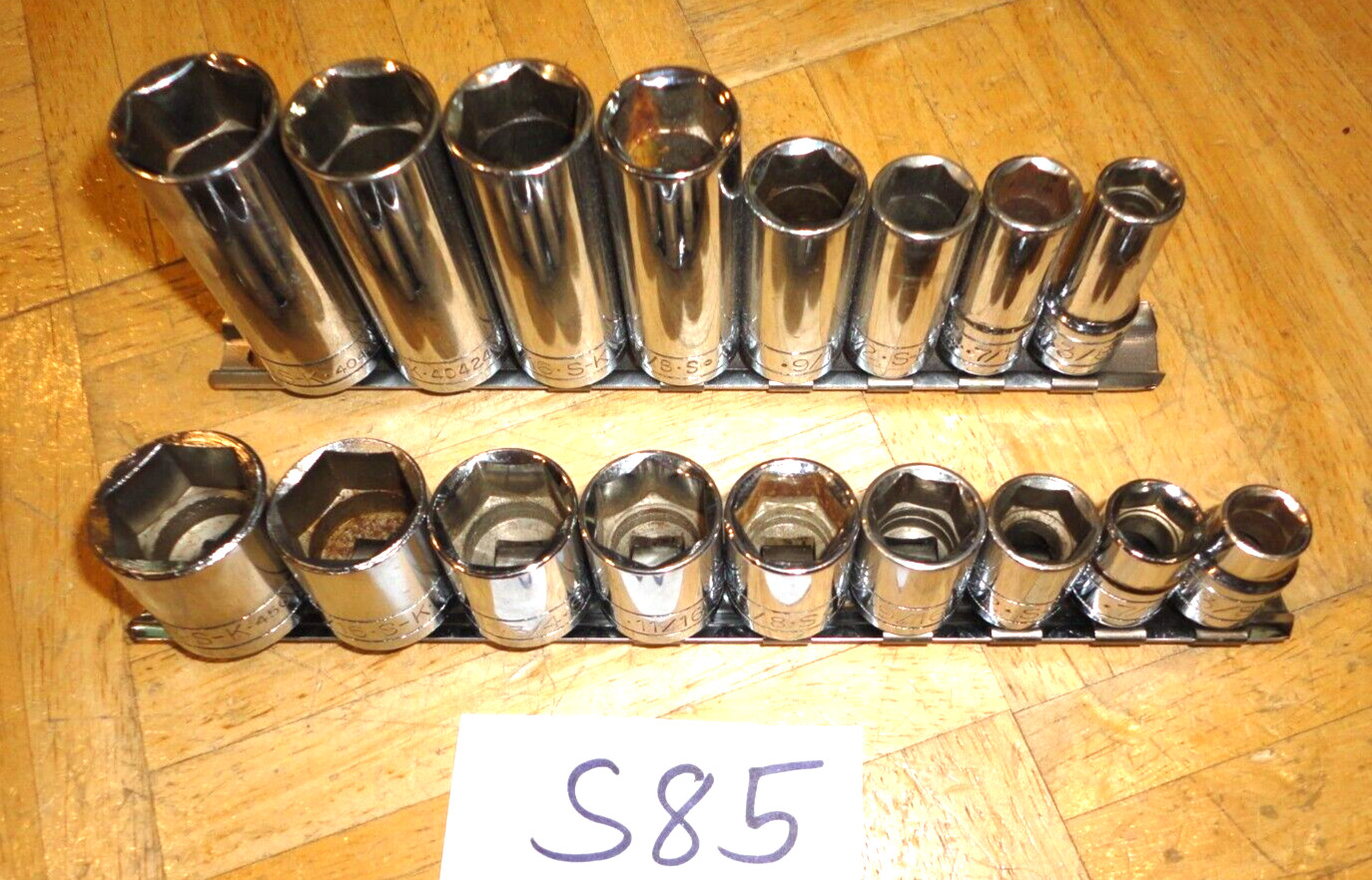 S-K TOOLS 17 PIECE 3/8 DRIVE SHORT & DEEP SAE. SOCKET SETS