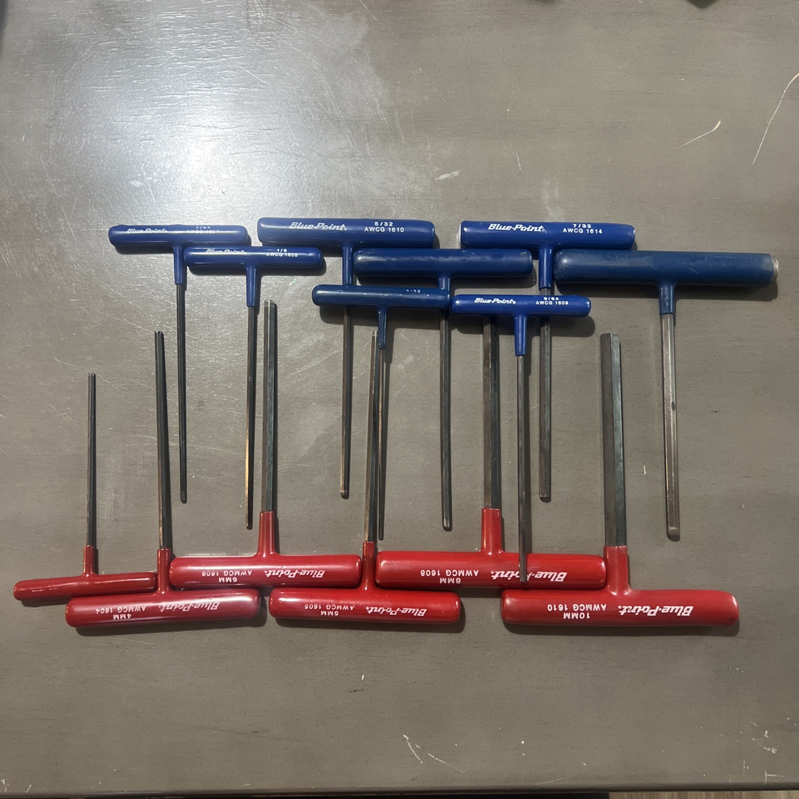BLUE-POINT TOOLS 2 SETS 6 T-HANDLE HEX SAE & 8 T-HANDLE HEX METRIC WRENCHES