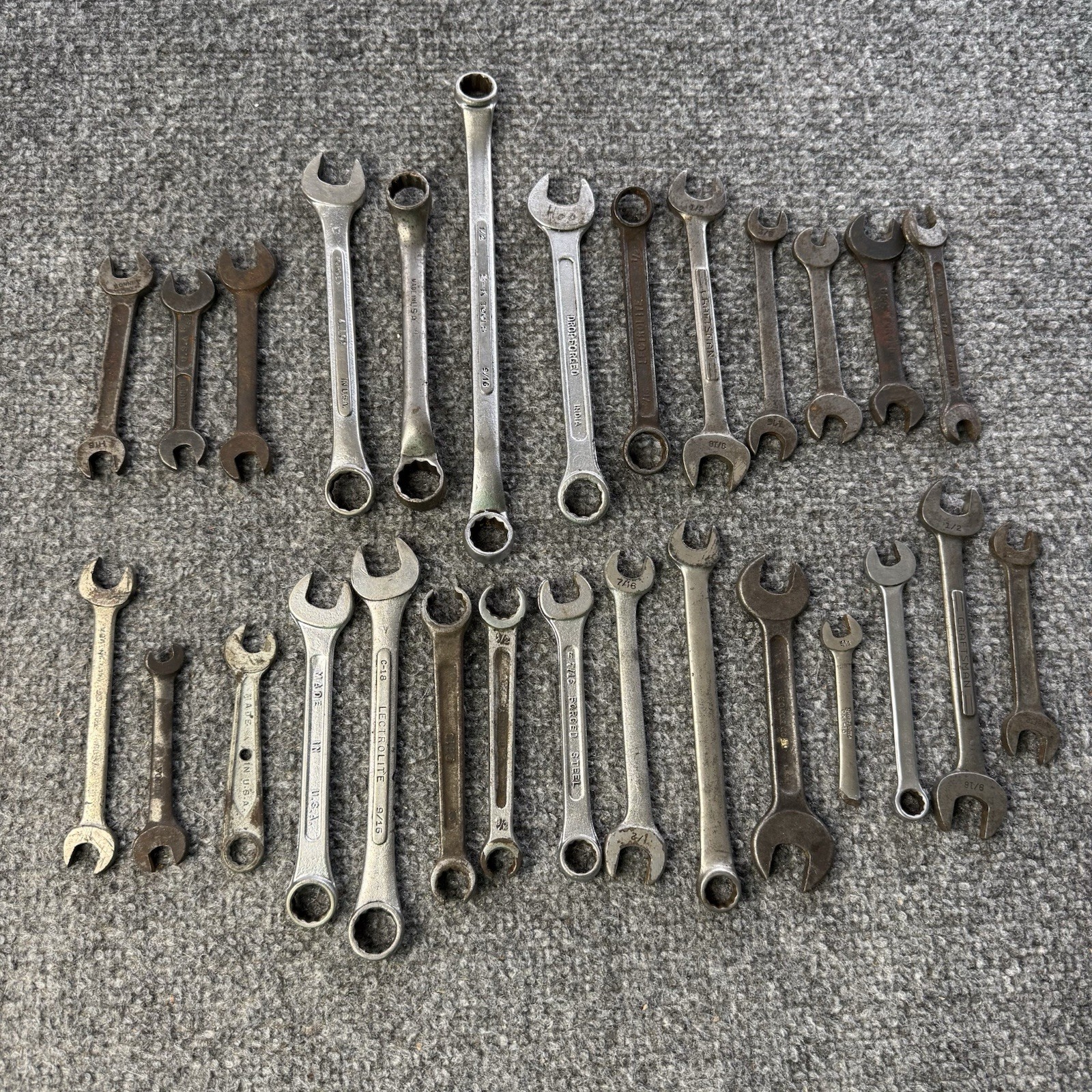 VTG Wrenches (Lot Of 28) American Made Craftsman, S-K Wayne, Lectrolite & More..