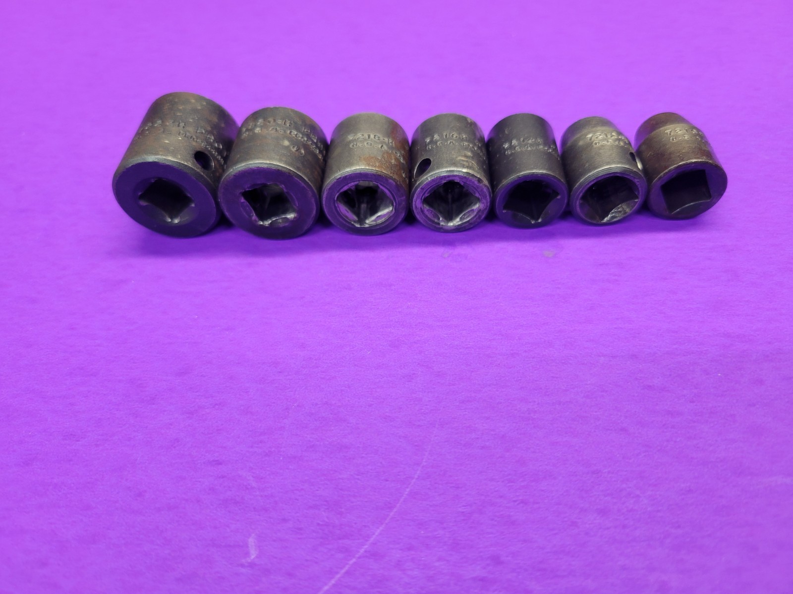 7 Proto Vintage Impact Shallow 6pt Sockets 3/8 DR 5/16- 11/16