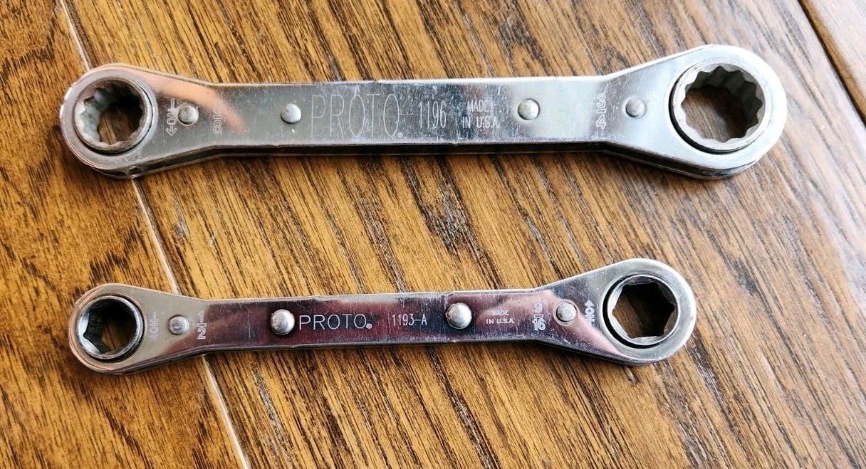 Lot of 2 Proto 6 Pt And 12 Pt Ratcheting Wrenches 1193A & 1196 Made In USA
