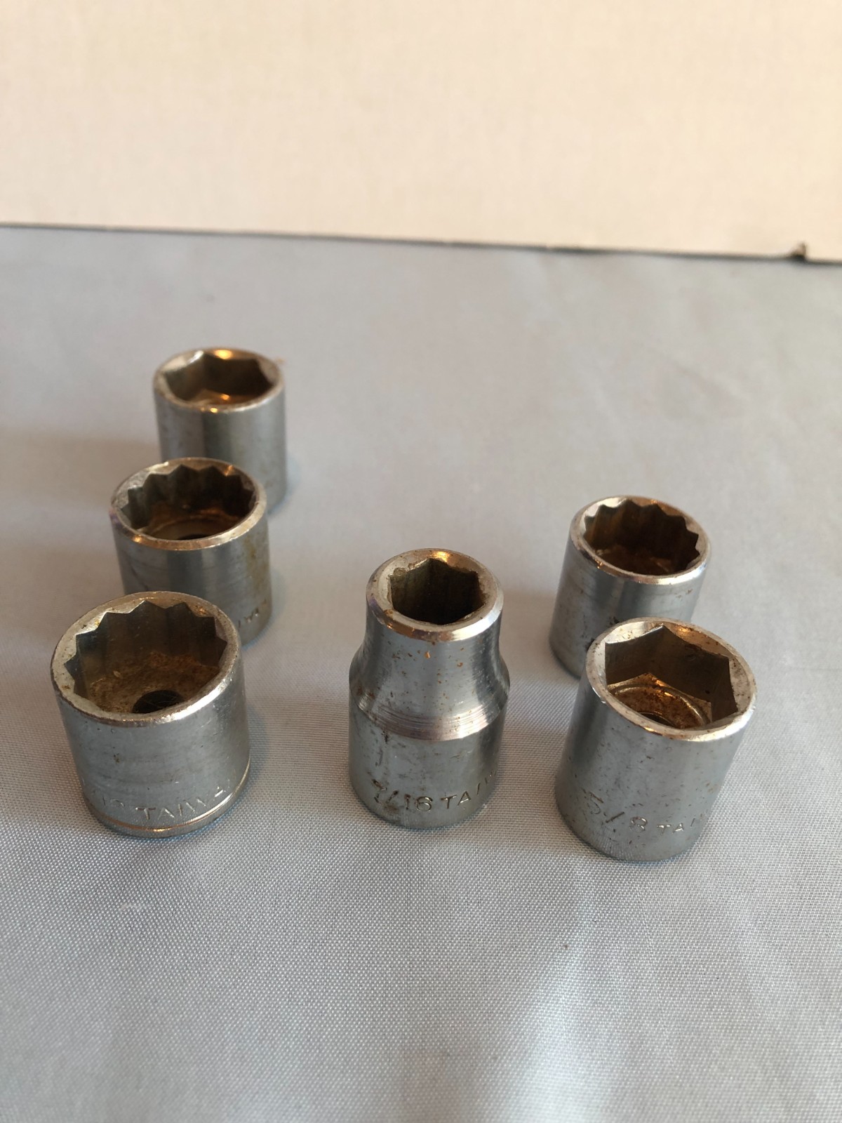 LOT of 6 Sockets – Various Sizes with some Duplicates – SEE PICS #F12