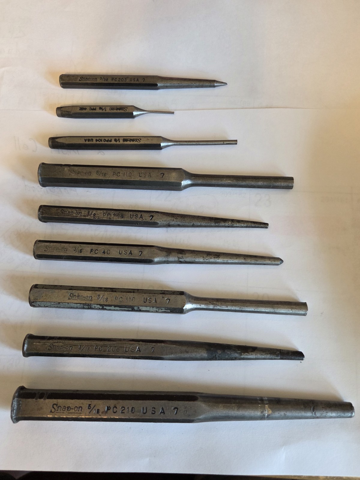 9pc SNAP ON Tools PUNCH AND CHISEL SET