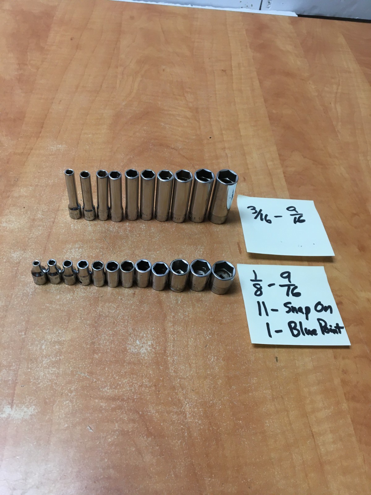 Snap-On 1/4″ Dr TM6-18 SAE 6pt Shallow STM4-18 SAE 6pt Deep 22 pc set