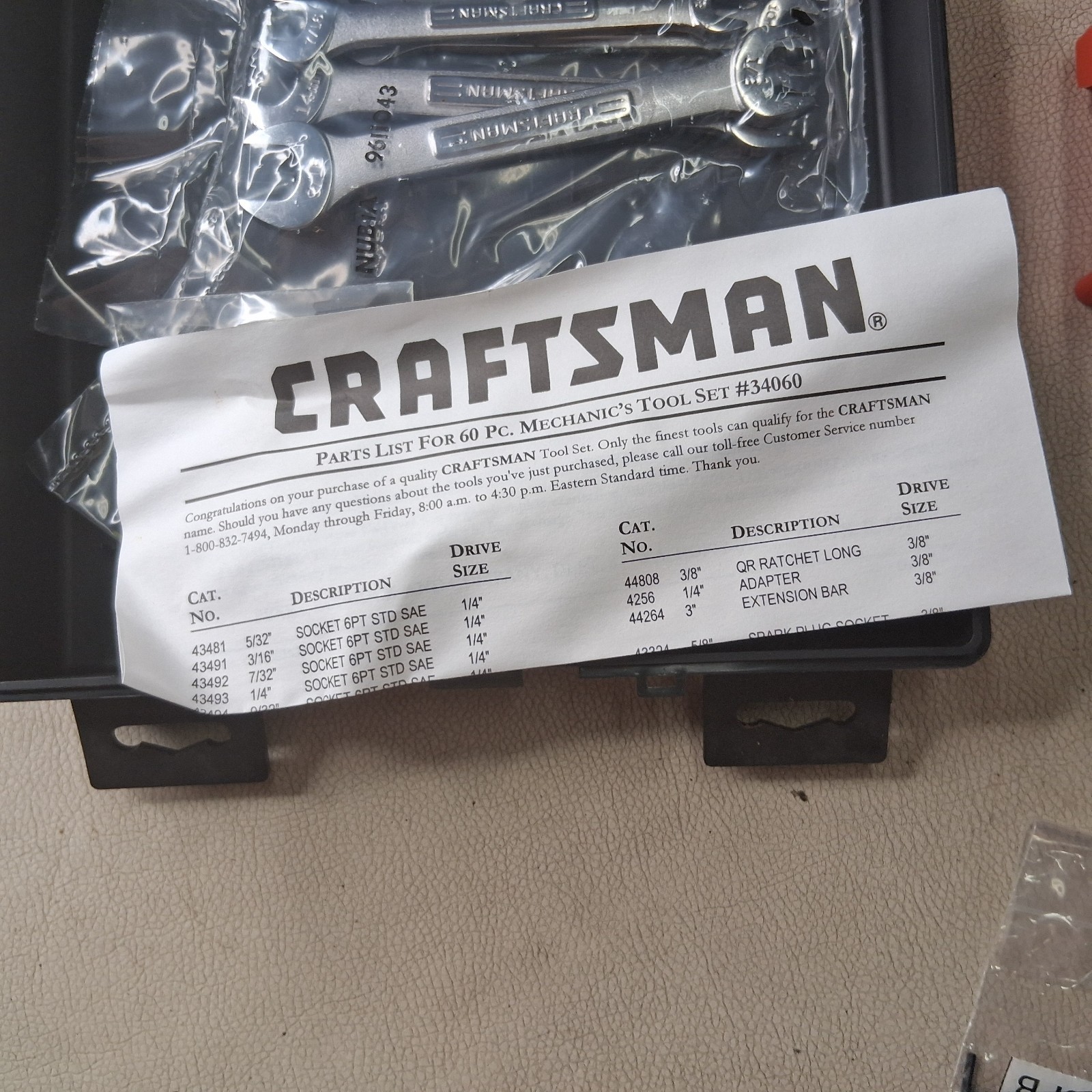 USA Craftsman 60 Pc. Mechanics Tool Set 3/8″ & 1/4″ Metric & SAE Made In U.S.A.