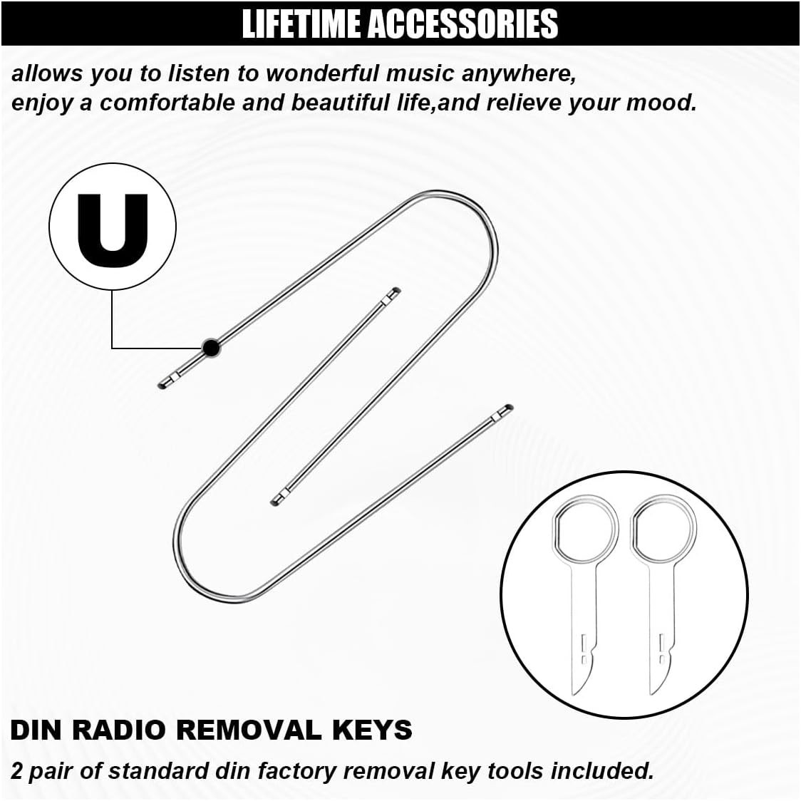 4PCS Car Radio Removal Tool Kit – Stainless Steel U-Shaped Stereo Disassembly…